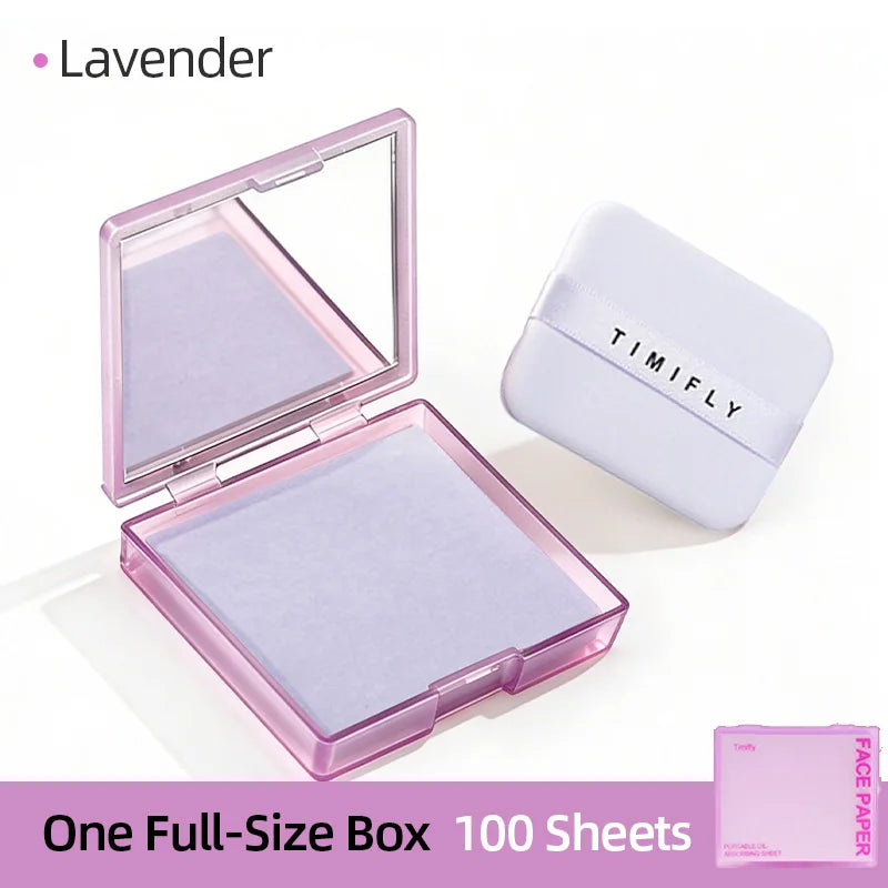 100Pcs Oil Blotting Paper Matting Face Oil Control Wipes Facial Oil Absorbing Sheet Portable Refillable Facial Blotter with Case