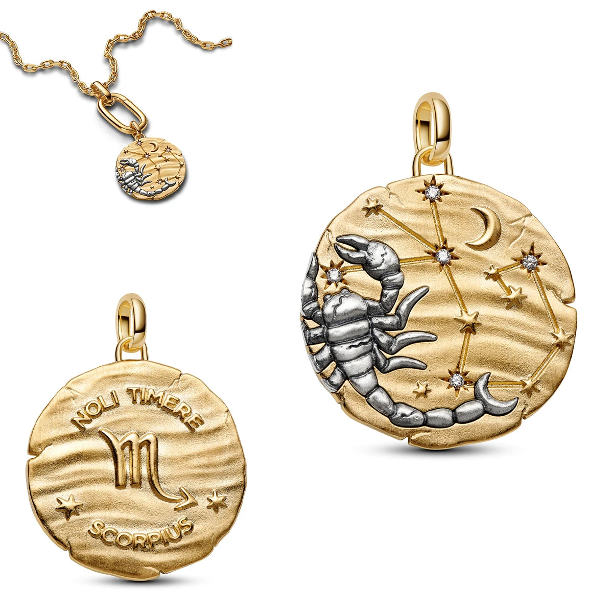 925 Sterling Silver Zodiac Coin Charms 12 Constellation Coin Pendant Crystal Lucky Amulet Beads Bracelet Necklace DIY Jewelry