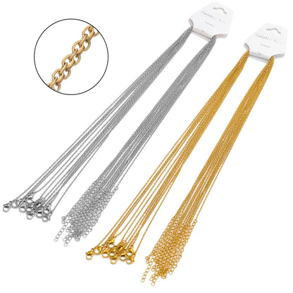 10pcs/lot 45+5cm Stainless Steel Cable Link Chains in Bulk for DIY Necklaces Chokers Jewelry Making Adjustable Wholesale Chains