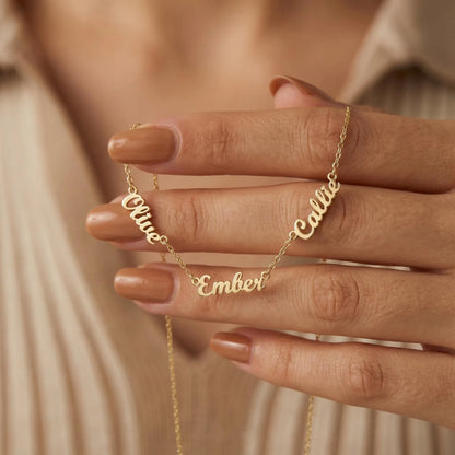 Custom Three Four Five Six Names Necklaces For Women Stainless Steel Customized Necklace Pendant Personalized Neck Chain Jewelry