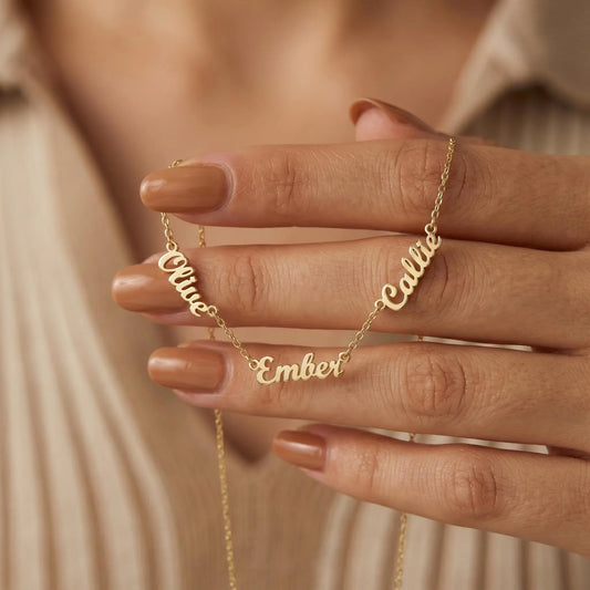 Custom Three Four Five Six Names Necklaces For Women Stainless Steel Customized Necklace Pendant Personalized Neck Chain Jewelry