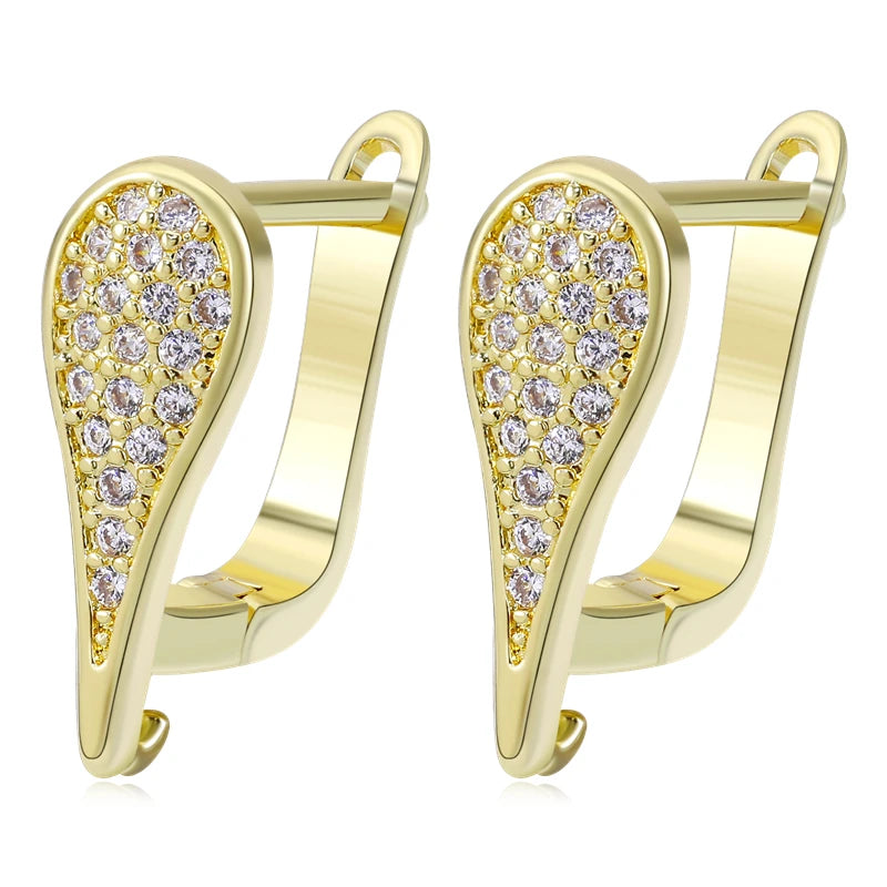 Juya Handmade 18K Real Gold Plated Earwire Fasteners Earring Hooks Accessories For DIY Women's Anti-Allergy Earrings Making