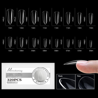 160/320pcs False Nails Full Cover Press-On Nails Coffin Stiletto Soft Gel False Nails Pieces for DIY Nail Extension salon tools