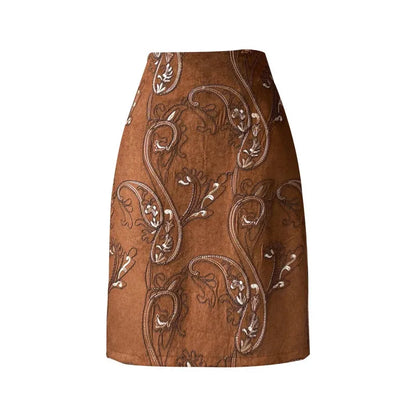 Women Retro Paisley Embroidered Suede Skirt High Waist Split Midi Pencil Skirt Casual Commute Dress
