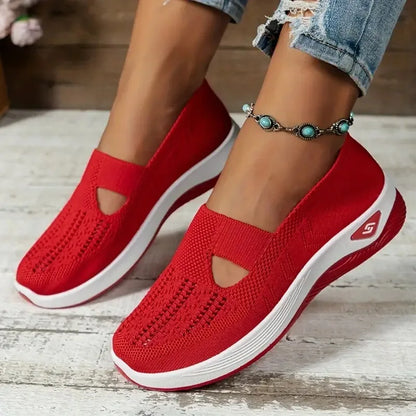Spring Breathable Mesh Flats Shoes for Women Comfortable Slip on Casual Shoes Woman Lightweight Soft Bottom Loafers Plus Size 43