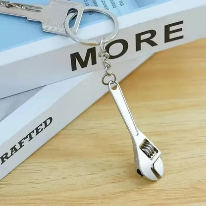 1pc Creative Tool Adjustable Wrench Spanner Key Chain, Metal Keychain For Men