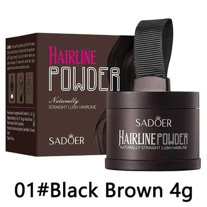 SADOER Hairline Shadow Powder with Brush Water Sweat Resistant Hair Loss Concealer Bald Spot Concealing Hair Powder Women Men