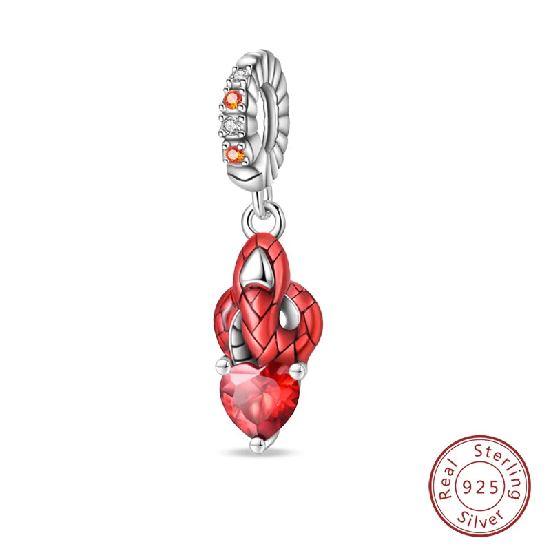 NEW 925 Sterling Silver Fashion Tarot Pendants Mysterious Spirit Snake Skull Rose Charms Beads Fit Qikaola Bracelets DIY Jewelry