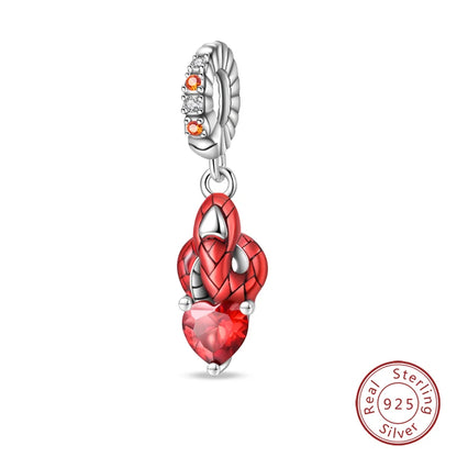 NEW 925 Sterling Silver Fashion Tarot Pendants Mysterious Spirit Snake Skull Rose Charms Beads Fit Qikaola Bracelets DIY Jewelry