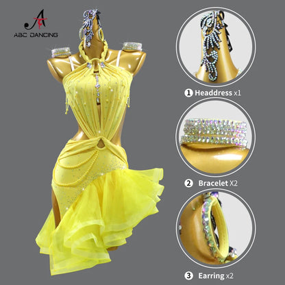 Latin Dance Dress Women's Party Costume 2026 Carnival Clothing Competition Ballroom Dancewear Line Suit Performance Stage Outfit