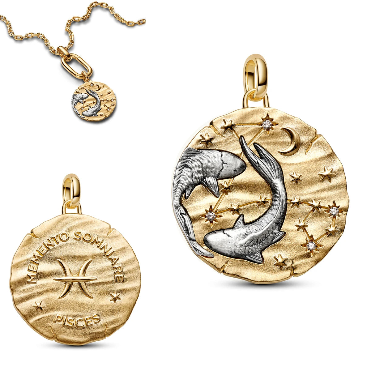 925 Sterling Silver Zodiac Coin Charms 12 Constellation Coin Pendant Crystal Lucky Amulet Beads Bracelet Necklace DIY Jewelry