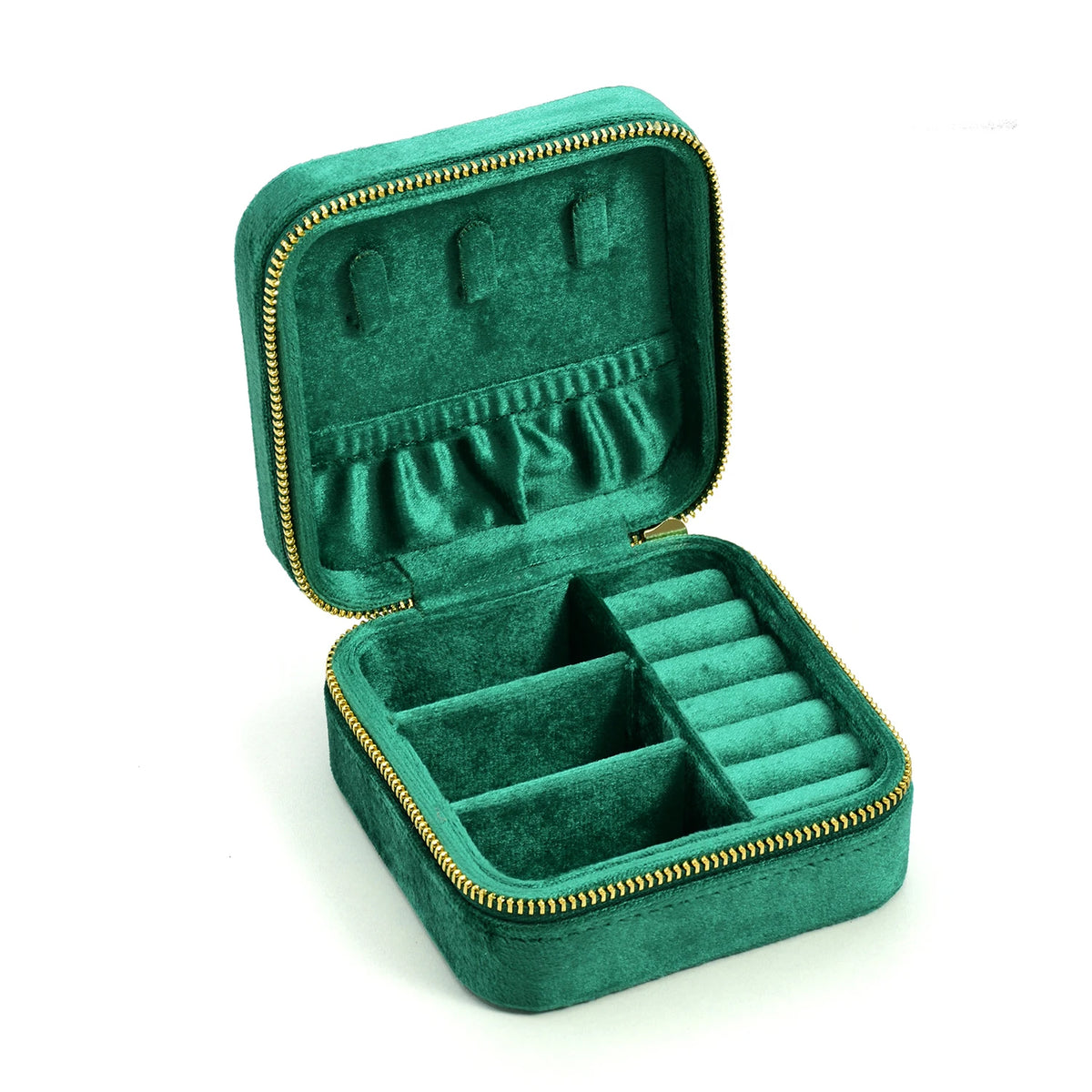 TAIMY Luxury Velvet Jewelry Box Mini Portable Travel Personalise Custom Logo Jewellery Box Square Ring Earrings Storage Case