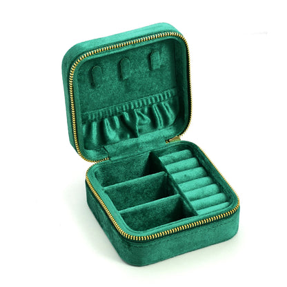 TAIMY Luxury Velvet Jewelry Box Mini Portable Travel Personalise Custom Logo Jewellery Box Square Ring Earrings Storage Case