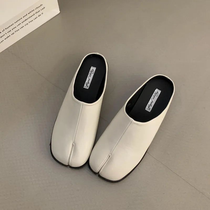 Bailamos Women Split Toe Slippers Round Toe Shallow Lazy Boat Slingback Mules Shoes Tabi Ninja Slip On Flats Soft Loafers Mujer