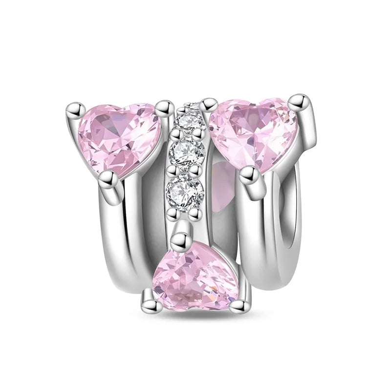 Original 925 Sterling Silver Clip Charm Inlaid Zircon Cat Butterfly Charm Silicone Spacer Beads For Women Bracelet DIY Jewelry