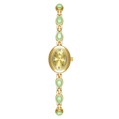 Fashion Casual Women's Watches Natural Jade Bracelet Digital Oval Dial High-end Ladies Wristwatch Watches For Woman Accessory