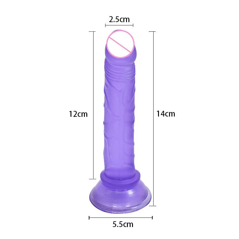 Female Artificial Dildo, Manual Suction Cup Dildo, Mini Small Size, Crystal Style, Female Masturbation Thrusting Device