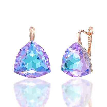 Wbmqda Big Colorful Stone Women's Frop Earrings 585 Rose Gold Color Unique Jewelry Accessories