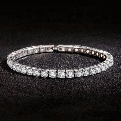 S925 Sterling Silver Bracelet Zirconia Tennis Ball Women Fashion Simple Engagement Wedding Charm Jewelry 4mm 16-20cm