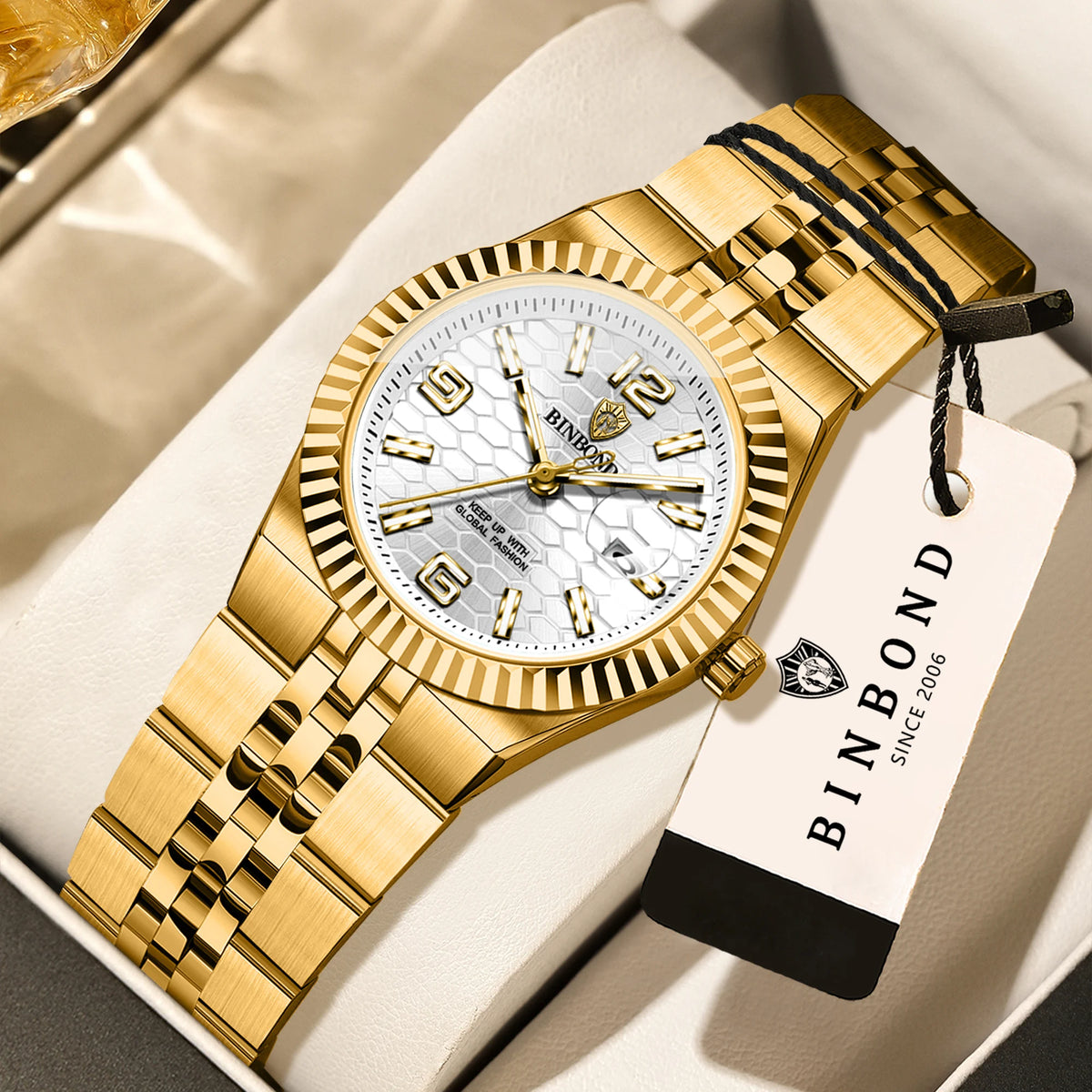 BINBOND Luxury Quartz Wristwatches For Women Luminous Waterproof Auto Date Women's Watches Ladies Fashion Casual Reloj Best Gift