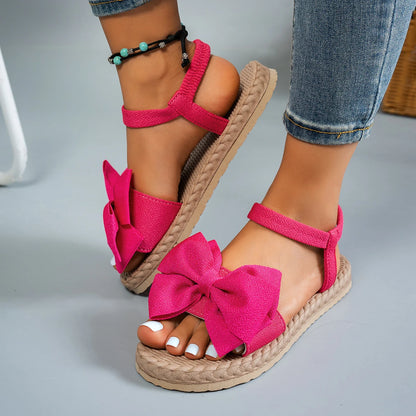 Women Slippers 2024 New Summer Lightweight Sandals Fashion Beach Casual Slippers Outdoor Bow Tie Flat Shoes Home Slides Women