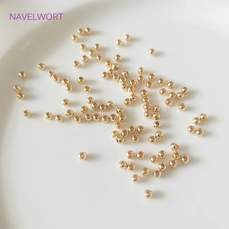 2mm-6mm 18K Gold Plated Round Spacer Beads For Bracelet Making,Beads Separators,Brass Beads For DIY Jewelry Making Accessories