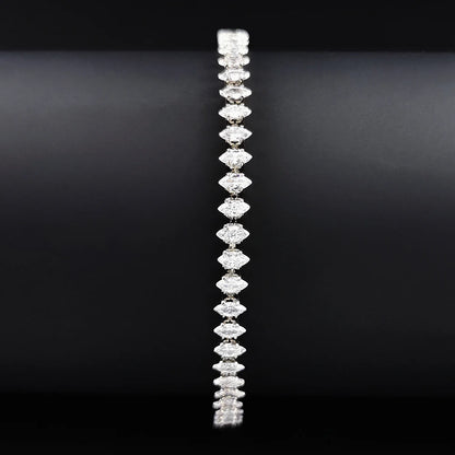 2024 New Marquise Oval Square Cut Luxury Silver Color on Hand Tennis Bracelet Bangle for Women Party Gift Jewelry S7062