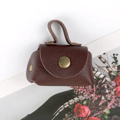 LATS Retro Cute Small Leather Bag Long Necklace for Women Fashion Sweater Chain Neck Hanging Jewelry Versatile Accessory Gift