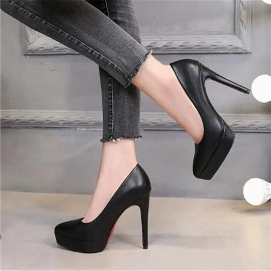 Sexy Pointed Toe Platform High Heels 12Cm Thin Heel Womens Pumps Fashion Small Size Lady Single Shoes Party Dress Shoes