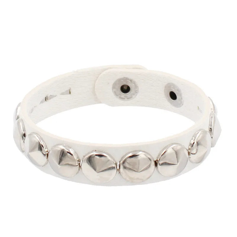 Fashion Punk Rivet Chain Bracelet Spike Leather Rock Style Metal Bracelet Wristbands Unisex Leather Bracelet