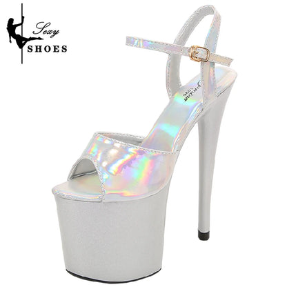 New 20CM/8Inch High Heels Dance Shoes Sandals Women Summer New 2023 Buckle Strap Platform Club Stiletto Gladiator Stripper Heels