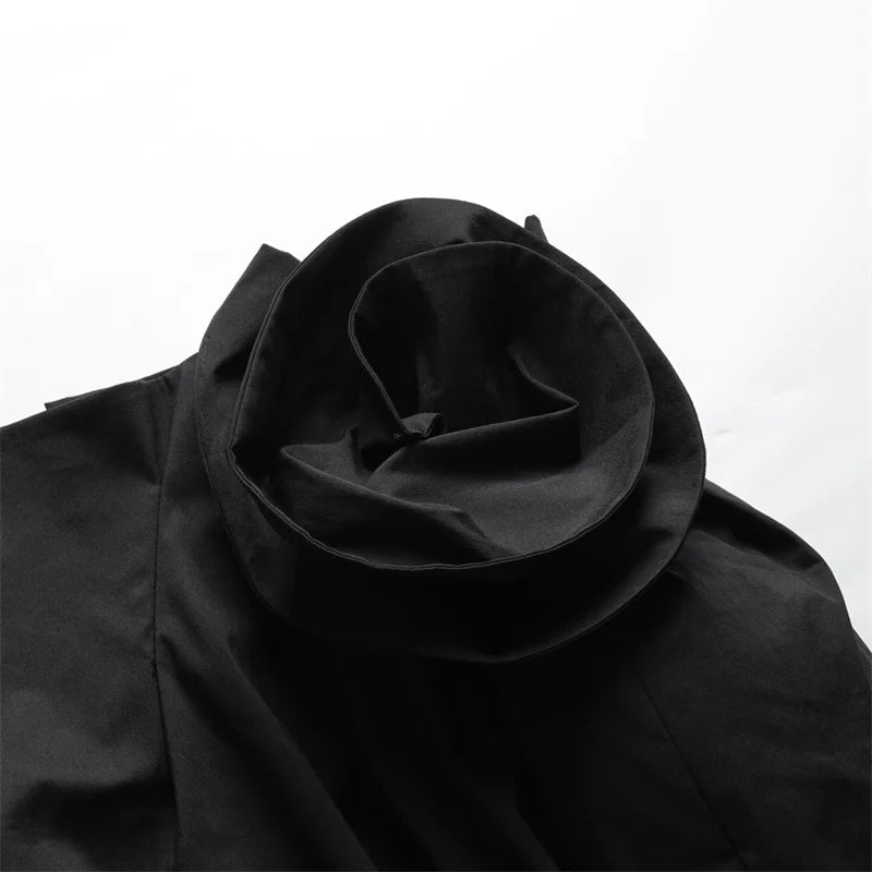 women's skirts New asymmetrical slim fit long skirt for autumn 2026 3D floral women's half skirt Flower bud shape black skirt