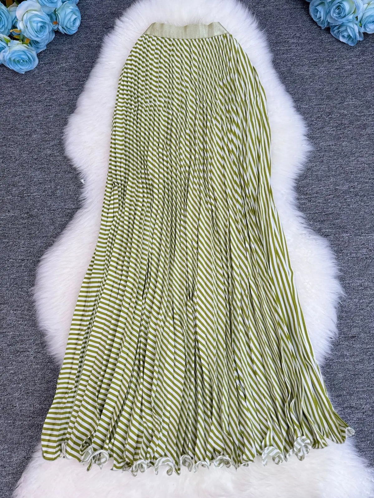 Polka Dot Print High Elegant A-line Pleated Long Skirt For Women 2025 Spring autumn Office Lady Casual Leopard Skirts
