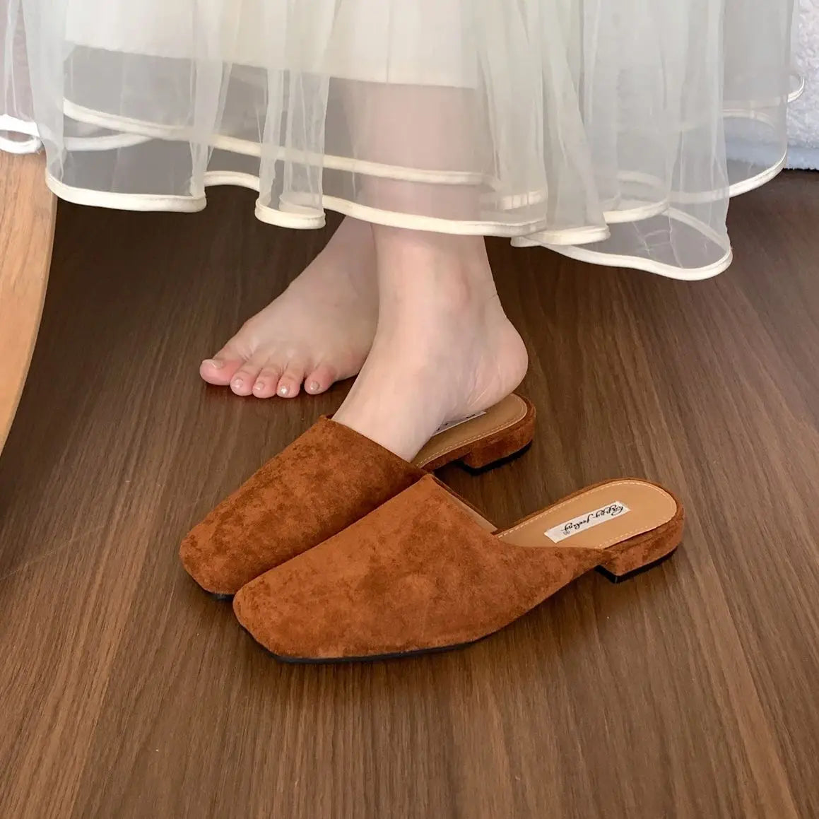 Bailamos Brand Women Slippers Square-toed Muller Shoes Lady Luxury Low Heel Outdoor Slippers Summer Fashion All-Match Slides