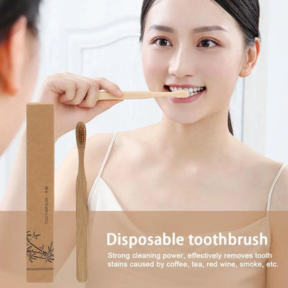 30PCS Disposable Toothbrush Natural Bamboo Toothbrush Strong Cleaning Power Friendly Toothbrush
