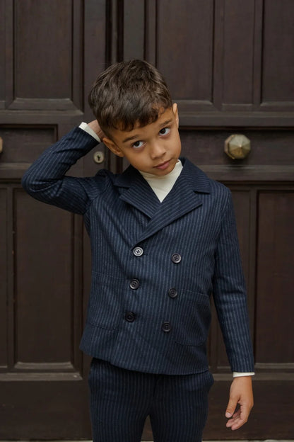 (Ship out in 1 day) AS AW26 ISRAEL Pinstripe Windsor Collection with knitting children clothes shirt