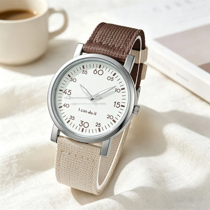 Women Quartz Watch Nylon Strap Simple Analog Wristwatch Ladies Watches
