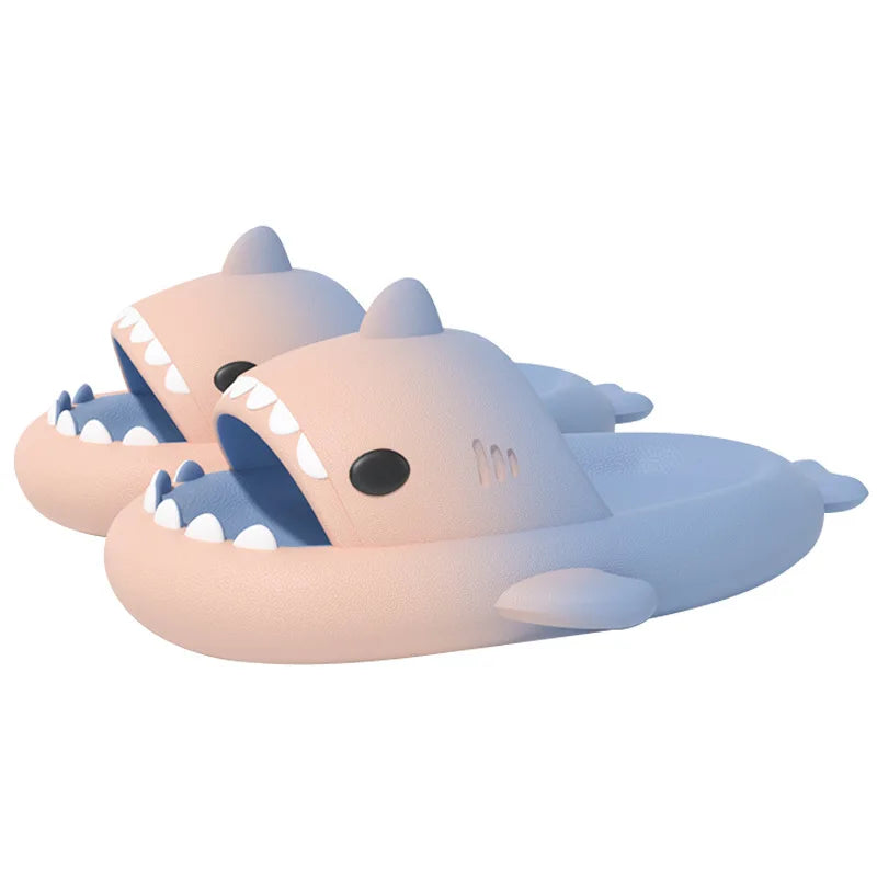 Summer Funny Cute Women Gradient Shark Slippers Men Outdoor Soft EVA Beach Sandals Couple Indoor Floor Non-slip Thick Flip Flops
