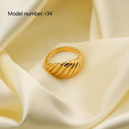 2026 Simple Stainless Steel Rings For Women Gold Color Smooth Geometric Open Rings Arc Rings Diamonds Jewellery Ring Gift
