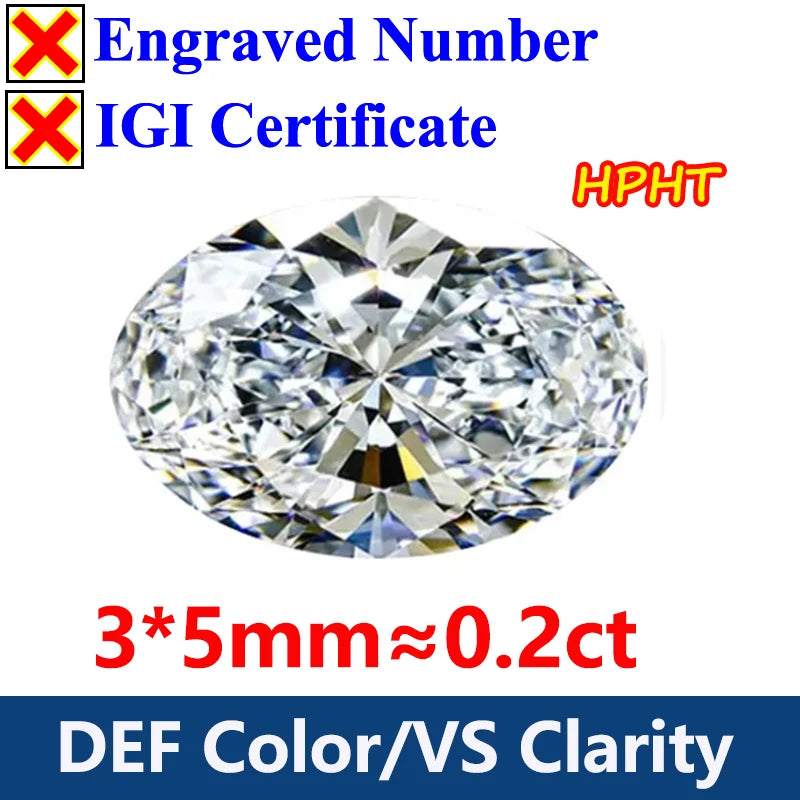 GH Color Oval HPHT Lab Grown Diamond No IGI Certificate 3EX DEF Color VS Clarity Pear CVD Lab Grown Diamond Gems
