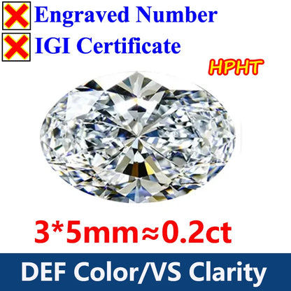 GH Color Oval HPHT Lab Grown Diamond No IGI Certificate 3EX DEF Color VS Clarity Pear CVD Lab Grown Diamond Gems