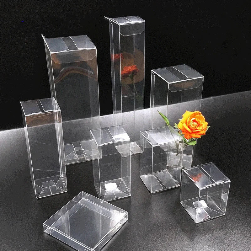 10pcs Multiple Sizes 5/6/7cm Transparent PVC Box Universal Transparent Plastic Packaging Box