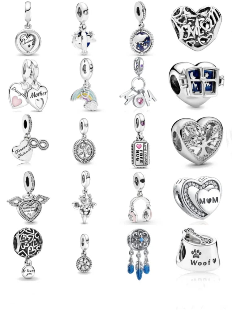New Heart-Shaped, Charm Bead, Pig, Headphone ,Pendant Suitable For Bracelet Original DIY Exquisite jewelryaccessories 925 silver