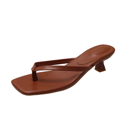 Summer Women Clip Toe Slippers Comfort Low Heel Slides Shoes Ladies Casual Dress Street Style Sandalis
