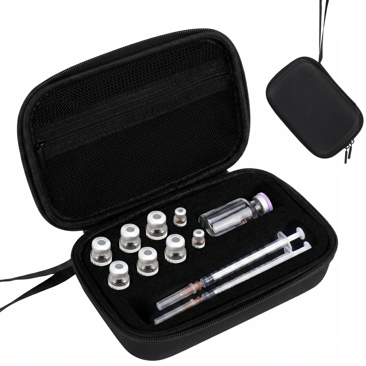 Insulin Vial Case 3ml 30ml Portable Medicine Organizer EVA Oxford Storage Box With Foam Slots For Travel Fridge Storage