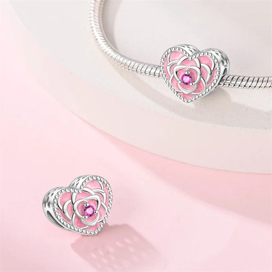 Spring Day 925 Sterling Silver Sunflower Azalea Peony Butterfly Flower Charms Beads Fit 3mm Bracelets DIY Fine Jewelry Making