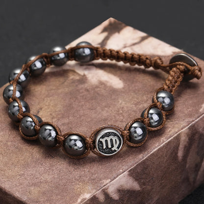 Hand Knitted 12 Zodiac Bracelets Hematite Stainless Steel Leo Libra Bracelet Couples Friendship Gifts Bracelets Jewelry
