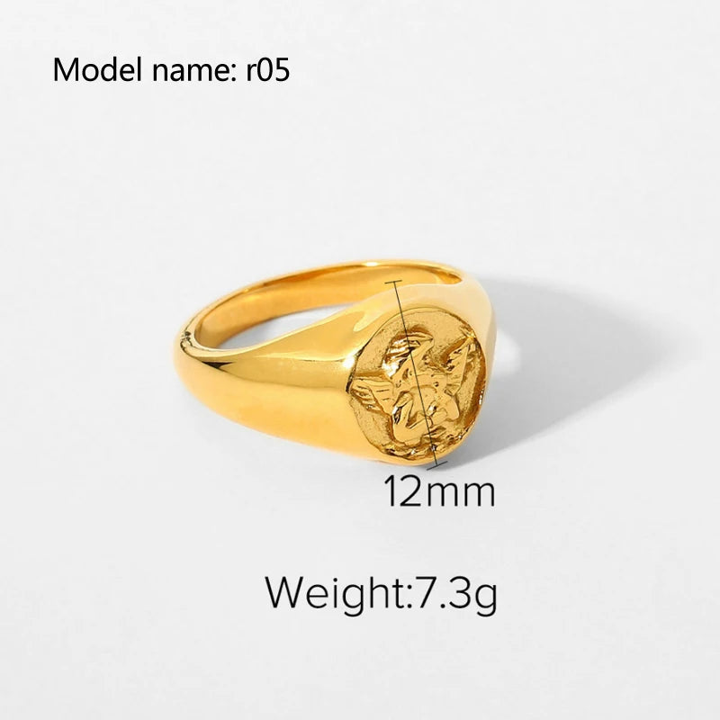 2026 Simple Stainless Steel Rings For Women Gold Color Smooth Geometric Open Rings Arc Rings Diamonds Jewellery Ring Gift