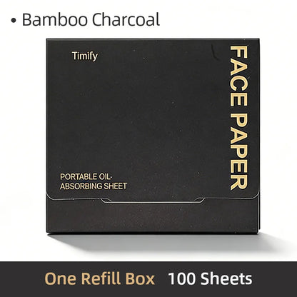 100Pcs Oil Blotting Paper Matting Face Oil Control Wipes Facial Oil Absorbing Sheet Portable Refillable Facial Blotter with Case