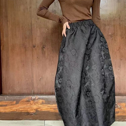 Casual Sweet and Fresh Skirt 2025 Summer Retro New Chinese Jacquard Mori Flower Bud Skirt